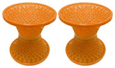 Kuber Industries Mesh Design Both Sided Plastic Sitting Stool for Indoor & Outdoor in Damroo Style- Pack of 2 (Yellow) (HS_38_KUBMART021798)